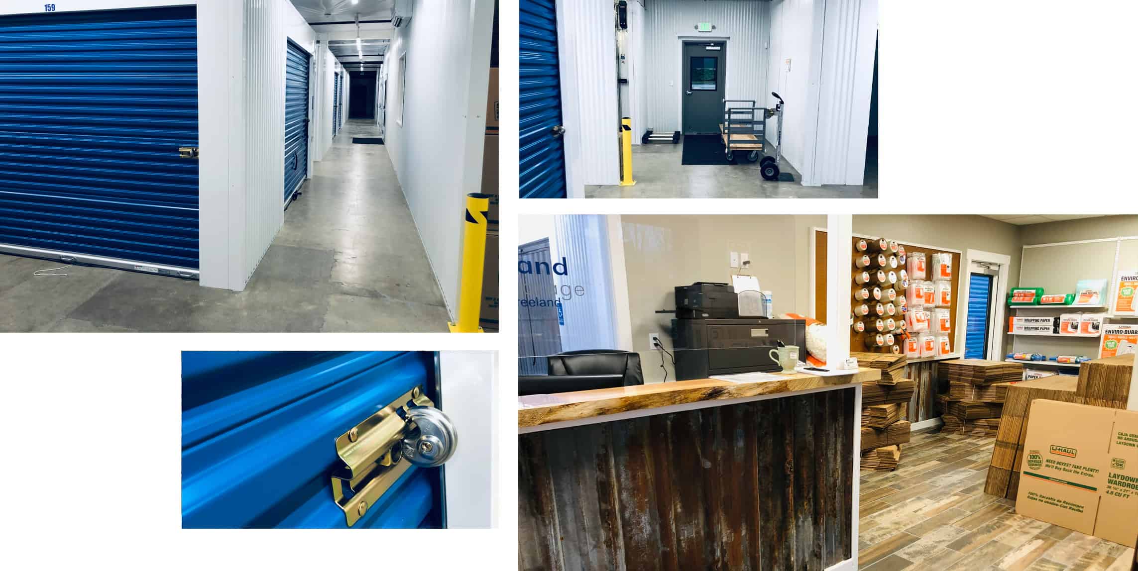 Inside All Island Storage — hallways, units, and the retail counter